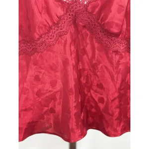 Jaclyn Smith Womens Red Heart Satin Camisole Top Lace Trim Sleepwear Tank Cami M thumbnail 4