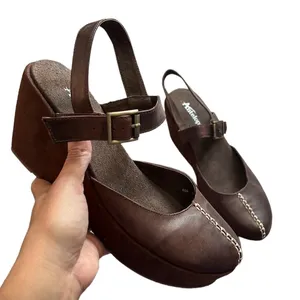Antelope Brown Womens Boho Leather Platform Mary Jane Wedge Sandal 41 thumbnail 11