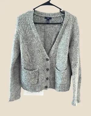 Gap Womens Gray Boucle‎ Knit Wool Blend Button Front Cardigan Sweater Pockets S thumbnail 1