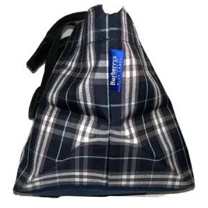 Burberry Authentic Vintage Blue Label Navy Nova Check Canvas Tote thumbnail 4