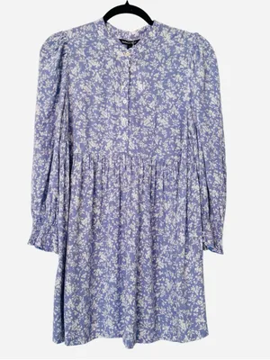 Isabella Oliver Marlene Maternity Blouse Periwinkle Blue Floral Tunic Sz 1 US 4 thumbnail 6