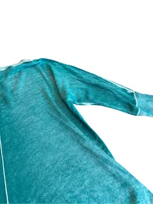 Sundance Teal Mint Trim V Neck Cotton Sweater Sleeve Oversized Medium Women's thumbnail 13