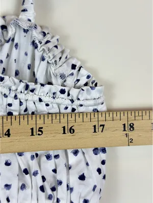 J.Crew Cinched-Waist Cotton Poplin Tank Top Blue Dot Smocked Crop M thumbnail 9