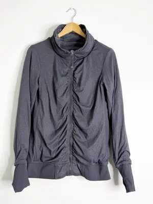 Lululemon Reversible Zip Jacket Gray Ruched Yoga Jacket Size 10 thumbnail 8