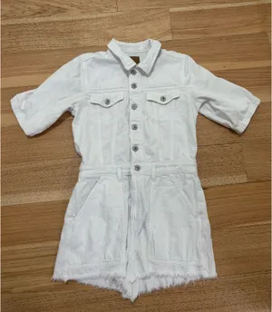 American Eagle White Denim Romper thumbnail 1