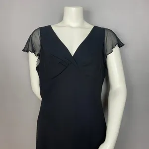Vintage‎ Jones New York Dress Midi Dress Women 16 Black Sheer Flutter Sleeve thumbnail 3