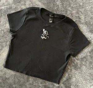 Forever 21 Black Skeleton Skateboard Ribbed Tee thumbnail 1