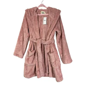 UGG Aarti Hooded Fleece Robe Dusk Pink 1121091 Plush Loungewear M thumbnail 5