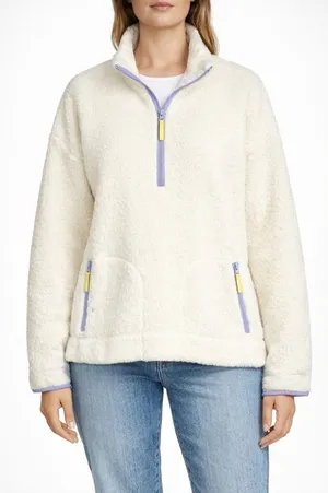 J. Crew Fleece Sherpa Quarter Zip Pullover Size Large thumbnail 1