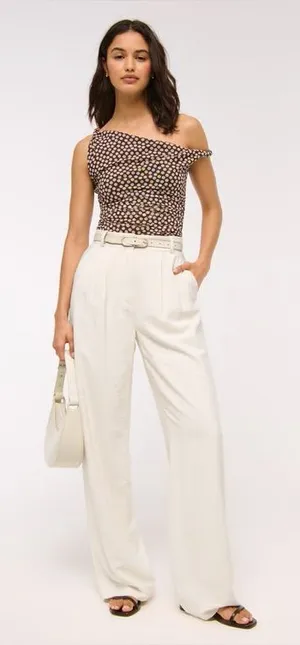 Abercrombie & Fitch Sloane Crepe Tailored Wide Leg Pant Size 31/12 R thumbnail 1