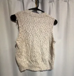 RD Style Knitted Sweater Vest S/P Sleeveless Crew Neck Beige Multicolored Fleck thumbnail 3