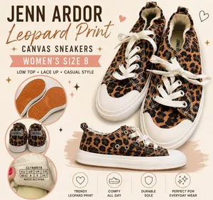 Jenn Ardor Leopard Print Canvas Sneakers - Brown & Black thumbnail 1