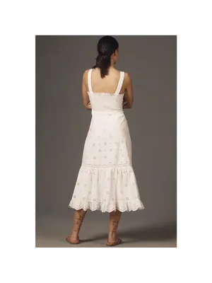 PAIGE‎ Pallas Eyelet Midi Dress White Cotton Sleeveless Size 8 thumbnail 3