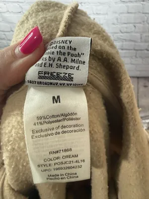 Women’s beige Winnie the Pooh zip front hoodie size medium thumbnail 12