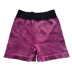 Free People Movement Ribbed Biker Shorts Mauve Acid Wash Black Waistband XS thumbnail 2