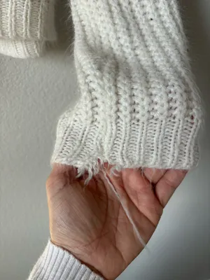 Vintage White Knitted Cardigan Sweater thumbnail 6