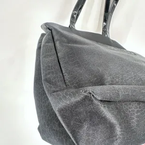 Falchi Sport‎ Black Shoulder Tote Bag Logo Smooth Canvas Patent Leather Straps thumbnail 9