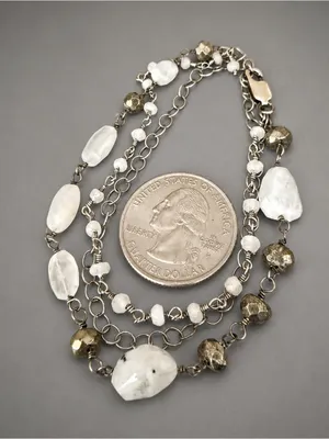 Vintage Sterling Silver Quartz Triple Strand Handmade Bracelet thumbnail 3
