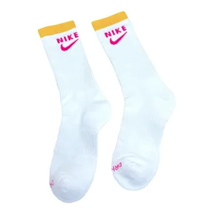 Nike White and Yellow Athletic Crew Socks Medium thumbnail 3