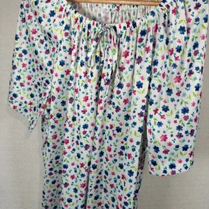Vintage 1X Joro Womens Blouse Hawaiian MuuMuu Peasant Top Short Sleeve Floral‎ thumbnail 8