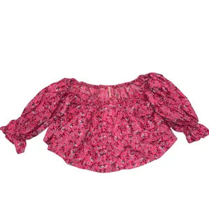 NEW With Tag Free People Pink Floral Cropped James Smock Top Small thumbnail 4