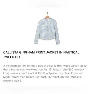 Walter Baker Callista Tweed Jacket Size Small thumbnail 8