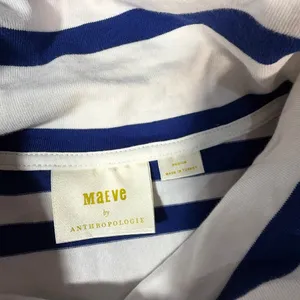 Maeve Anthropologie Blue White Sailor Striped Sleeveless Cowl Neck Button Top M thumbnail 3