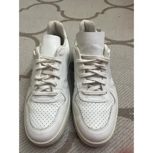 Veja V-10 sneakers all-white leather perforated toes lace.up sneakers, size 10 thumbnail 7
