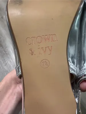 Crown & Ivy Remi Kitten Heel Slingback Silver Women’s 7.5 Bow Pointed Toe Shoes thumbnail 7