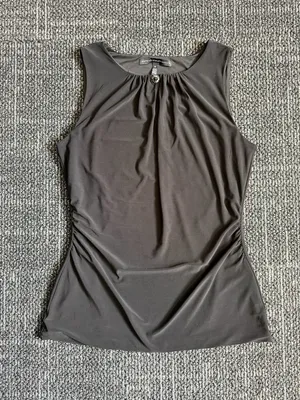 White House Black Market Sleeveless Pleated Blouse Black Medium thumbnail 1