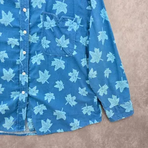 Haband Blue Leaf Cozy Flannel Y2K Vintage Button Down Long Sleeve Shirt XL‎ thumbnail 7