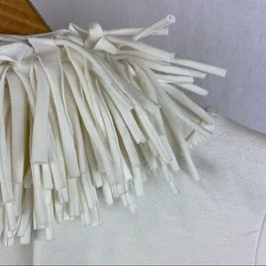 Ruby Rd. Ivory Fringe Trim Cotton Cardigan Tie Ponte Knit Sweater M thumbnail 6