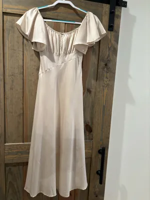 Cream Satin Midi Dress thumbnail 5