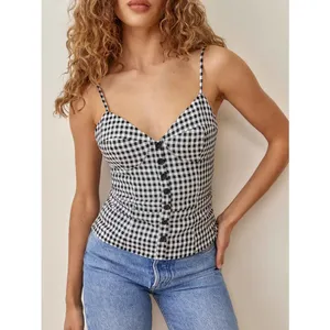 Reformation Cozumel black white gingham linen peplum corset top WOMENS 4 thumbnail 9