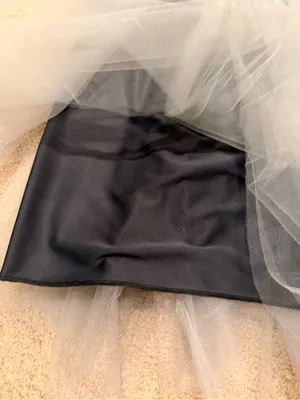 Women's Light Gray Tulle Skirt with Black Waistband thumbnail 2