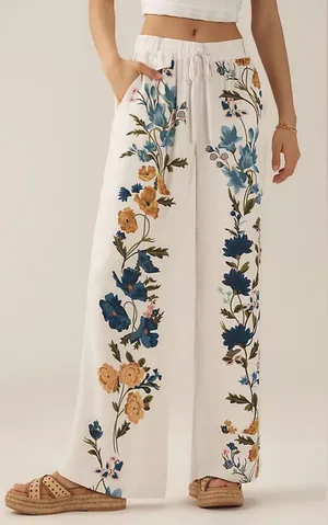Anthropologie Printed Culottes Pants‎ Size XS Fairycore Tik Tok Famous Feminine thumbnail 1
