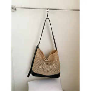 Chic Carryalls Leather Trim Woven Shoulder Bag thumbnail 2