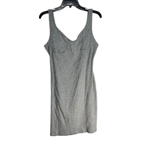 Aerie Ribbed Bustier‎ Mini Dress Grey Cotton Blend Sleeveless Bodycon XL thumbnail 8