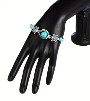 BJ-Bohemian Jewels Turquoise Bangle Engraved Butterfly Statement Piece thumbnail 1