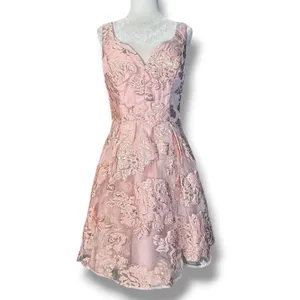 Windsor Heather Floral Burnout Organza Party‎ Dress Pink Rose Gold HOCO Coquette thumbnail 14