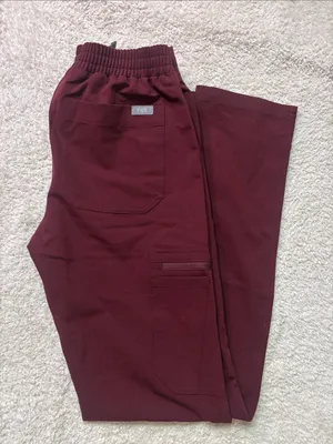 FIGS Yola High-Rise Slim Scrub Pant in burgandy size XXS NWOT thumbnail 2