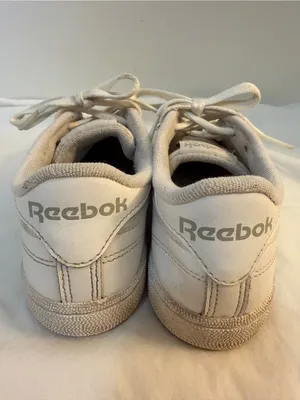 Reebok White Leather Low-Top Sneakers with Gray Accents thumbnail 5