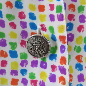 Josephine 80s Vintage Rainbow Polka Dot Button Down Collared Blouse Medium White thumbnail 4