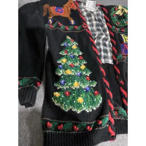 Marisa Christina Vintage Chunky Knit V-Neck Christmas Teddy Cardigan Sz M thumbnail 6