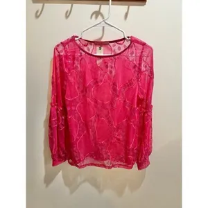Anthropologie Eva Franco NWT Women Small Pink Sheer Blouse Coquette Chic thumbnail 3
