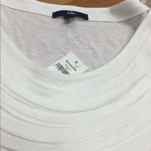 Gap Womens Top Size Small Ruffled Neck‎ White Knit Rayon NEW thumbnail 5