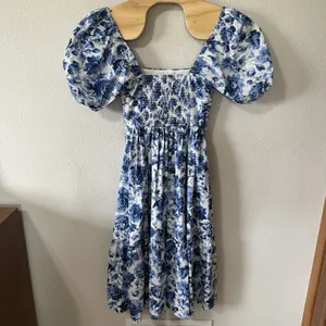 Abercrombie & Fitch Emerson Floral Midi Dress Size XS Blue Puff‎ Sleeve Cottage thumbnail 7