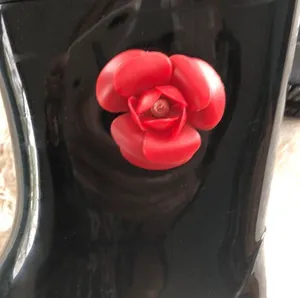 Flower Detail Black Rain Boots Size 9 thumbnail 5