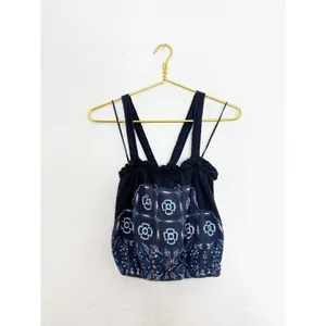 Free People Love Life Bubble Top Womens Size Medium Linen Blend Blue Boho thumbnail 4