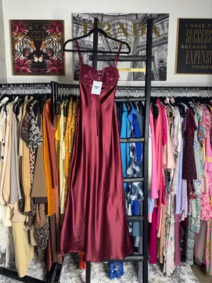 Princess Polly Fadyen Bias Cut Maxi Dress Burgundy Satin Lace Bust XS 2 New NWT thumbnail 7